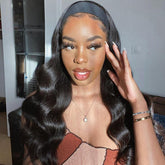 Natural Black Body Wave Headband Wig